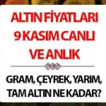 ALTIN ​​FIYATLARI CANLI (9 KASIM) – Bugün altının gramı, çeyreği, yarısı ve tamamı ne kadar?